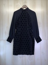 Vintage St.Rennes 1990 Black Polka Dot Sheer Sleeve Dress Career/Party/Holiday