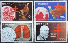 RWANDA RUANDA 1982 1187-90 Entdeckung Tuberkulose Erregers Robert Koch Medizin**