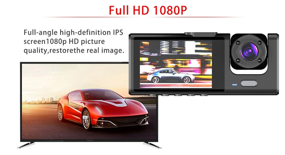 Dash Cam 3 Canali 1080p, Anteriore e Posteriore, Dvr Retromarcia, Black Box Auto - Miniatura 5