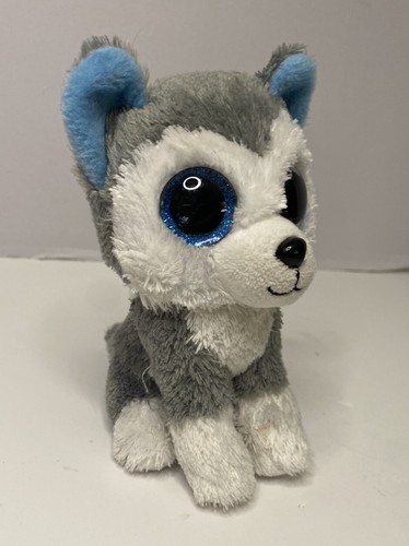 TY Beanie Boos Slush the Husky Dog 6" Peluche Ancho Azul Brillo Ojos Sin Etiqueta - Imagen 3 de 8