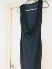 Women's Dark Navy Midi Low Neck Bodycon Dress UK8