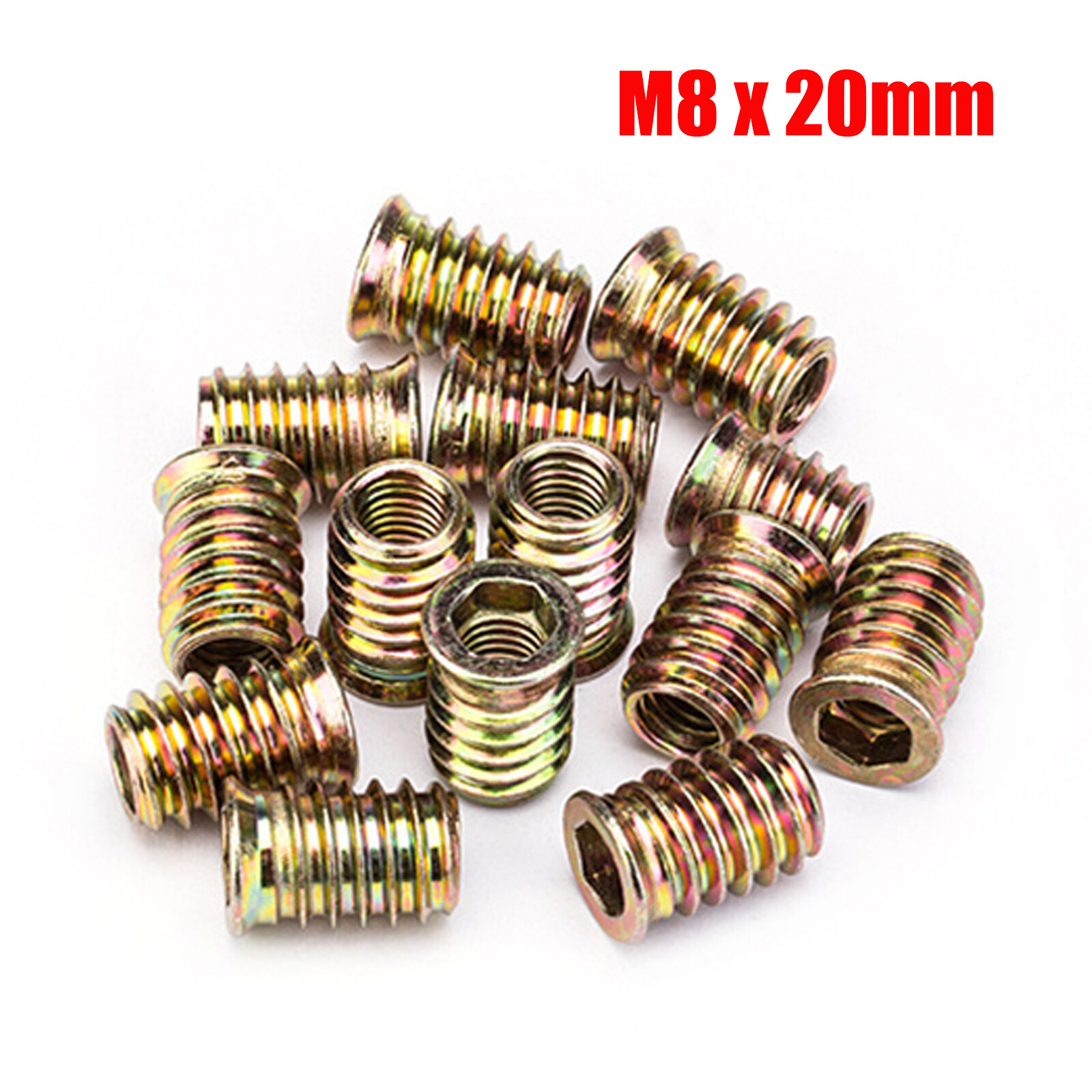 40PCS M8 Threaded Insert Nuts Wood Screw-in Nut Hex Socket Drive ...