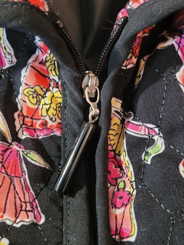 RQT Jacket Womens Extra Large Black Multicolored Fans Quilted Zip Up Boho - Picture 8 of 10