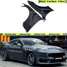 For Ford Mustang 2024 Real Carbon Fiber Front Bumper Hood Side Fenders Cover Kit