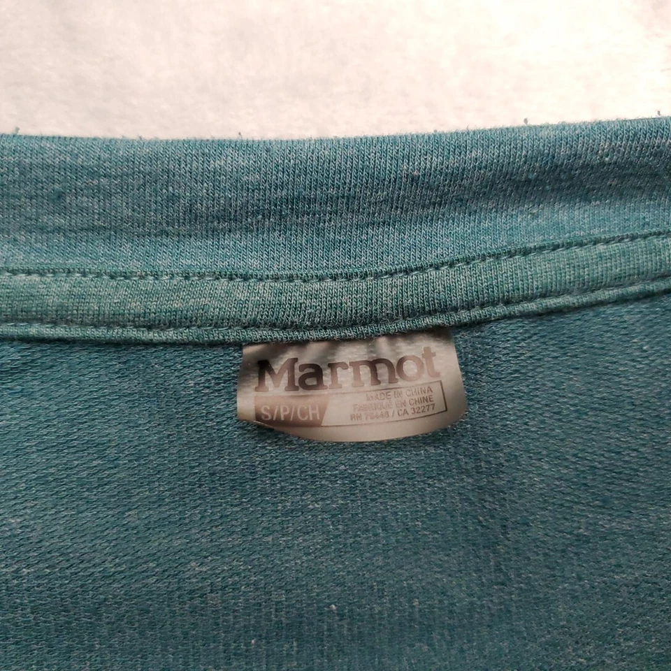 Top canguro rendimiento manga larga pulóver verde pequeño cuello redondo Marmot para mujer Foto 3 de 4