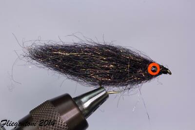 Fliegentom Streamer 3 Stück Fischchen Blackfish - glänzend