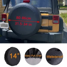 17" Spare Wheel Tire Cover Tyre Protector Waterproof Leather For Jeep Wrangler