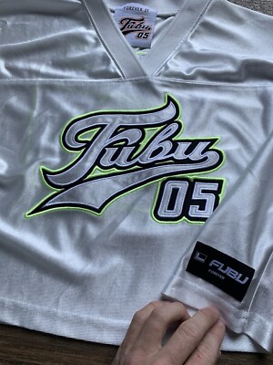 Womens FUBU jersey, White Fubu 05, crop top, vintage hip hop t
