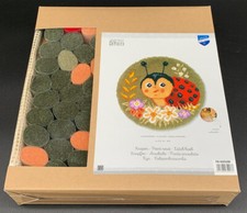 Vervaco Ladybug w/ Flowers Handpainted Latch Hook Kit w/ Tool  Binding 26.8"