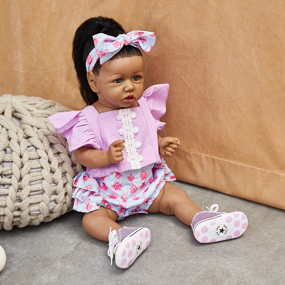 22 Reborn Baby Girl Doll Full Body Vinyl Silicone African