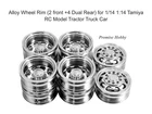 Alloy Wheel Rim (2 front +4 Dual Rear) for 1/14 1:14 Tamiya RC Tractor Truck Car