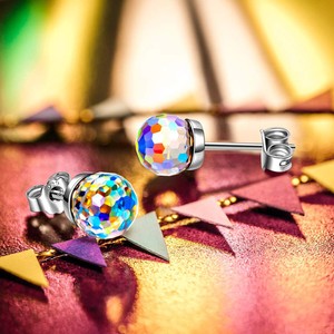 HYPOALLERGENIC-Stud-Earrings-Swarovski-Elements-Crystal-Siam-Aurora-Borealis
