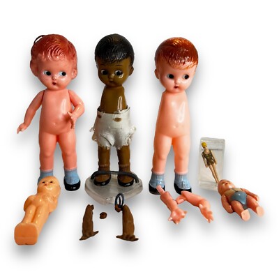 VTG 1940s Knickerbocker Plastic Co Rattle Dolls Renwal Liddle Kiddles Tinkerbell