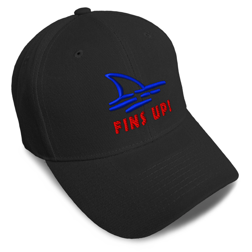 Baseball Cap Fins Up! Shark Embroidery Acrylic Dad Hats for Men & Women 1 Size