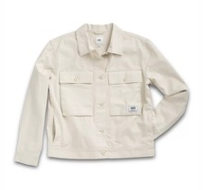 Vans Womens Clark Jacket Cotton Marshmallow Pockets Woven Coat Patch VN0A5AR6FS8