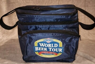 Old Chicago World Beer Tour Lunch Bag Cooler With Shoulder Strap Blue 