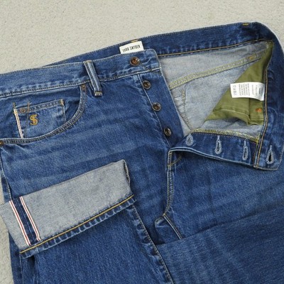 Todd Snyder Jeans Mens 36x32 Slim Selvedge Denim Straight Distressed 12.5 oz