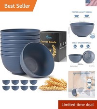 Vibrant Classic Blue 26oz Cereal Bowls   Dishwasher and Microwave Safe, Set of 8