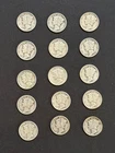 Partial Roll of 15 Mixed Date Circulated Mercury Dimes 90% Silver Lot 1
