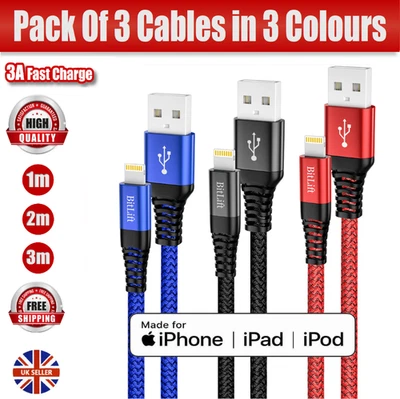 BITLIFT iPhone Charger Cable 3Pack MFI Certified Lightning Fast Charging Cable 1M,2M,3M