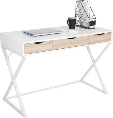 Schreibtisch Weiß Computertisch mit 3 Schubladen Bürotisch PC Tisch Home Office
