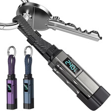 4-in-1 65W USB-C Keychain Charging Cable V/A/W Digital Display Fast Charger