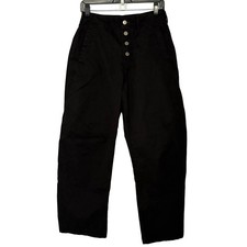 Anthropologie Pilcro Arin Barrel Leg Button Fly Pants in Black - 27