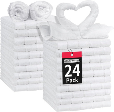 White Washcloths, 24 Pack Microfiber Face Cloths, Soft Bulk Fingertip Towels, Li