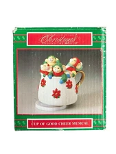 House Of Lloyd Cup Of Cheer Musical Figure Wind Up Christmas Songs 1992 Vintage