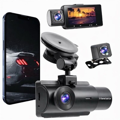Car On-Dash Mounted Camera Video Player Dash Cam 1080P+720P Front Rear Inside