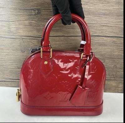 COA_Louis Vuitton Red Vernis Monogram Top Handle Bag_ Padlock Gold HW Clochette