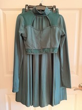 Weissman Green 2-pc Cropped L/S Top  Long Skirt Dance Costume, Sz SA SH12603 