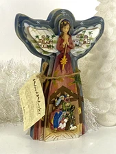 NWT Wood Works Beautiful Angel Figure Nativity Bethlehem Dimensional Christmas