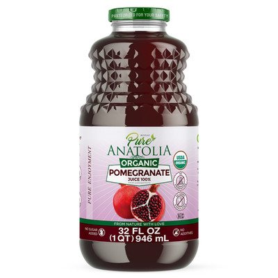 Pure Anatolia Organic Pomegranate Juice 32 fl oz - 100% Pure Juice from Pomegran