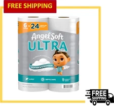 Angel Soft Ultra 2-Ply Toilet Paper 6 Mega Rolls = 24 Regular Rolls