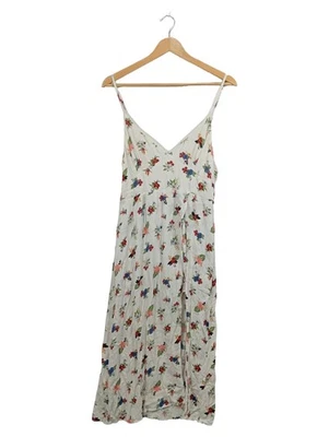 Pull&Bear Robe d'été Femme Blanc Floral Bohème Midi (EU 36, INT S) - Photo 1/3