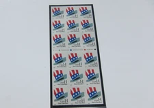USPS 1998 "H" (Uncle Sam's Hat) Booklet Pane of Eighteen 33c Stamps. (3269a)