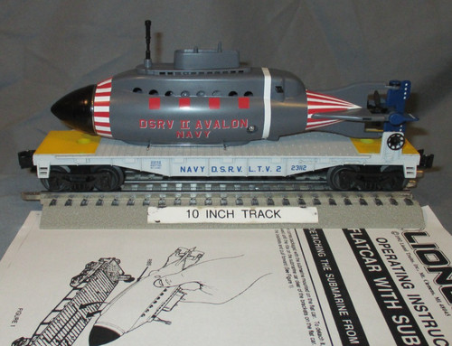Coche plano Lionel 23112 de la Marina de los Estados Unidos con carga submarina DSRV II operativa O/027 ga. 2025 | Condition: Used