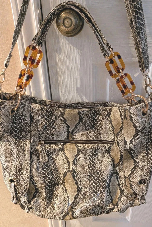 Big Buddha Santa Barbara Vegan Leather Snakeskin Print Handbag, Tote Bag - Image 2 of 4