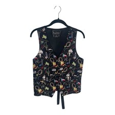 1990s Vintage Nicole Miller Texas Western Themed Print Vest Waistcoat Size M