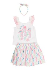 NEW Girls Tommy Bahama Seahorse Pals Skirt Set With Headband Size 7/8