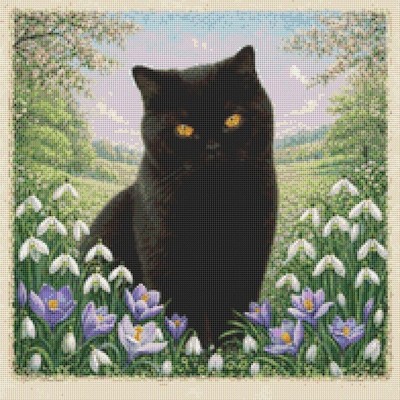 Jinx die Katze im Frühling gezählt Kreuzstich