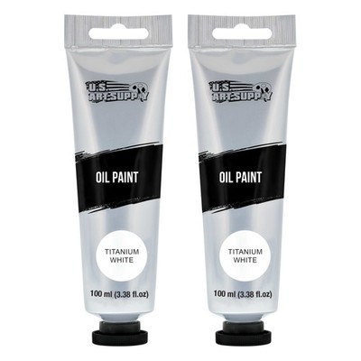 2 - 100ml Tubes U.S. Art Supply Titanium White Artists Oil Color Paint, Painting