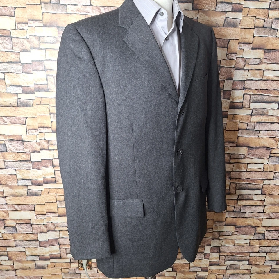 Chaqueta Blazer Perry Ellis Para Hombre 42L Gris Oscuro 3 Botones Lana Sin Ventilación Foto 4 de 4