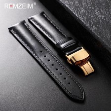 New Leather Watch Strap 18mm 20mm 22mm Automatic Butterfly Clasp Men Women Band