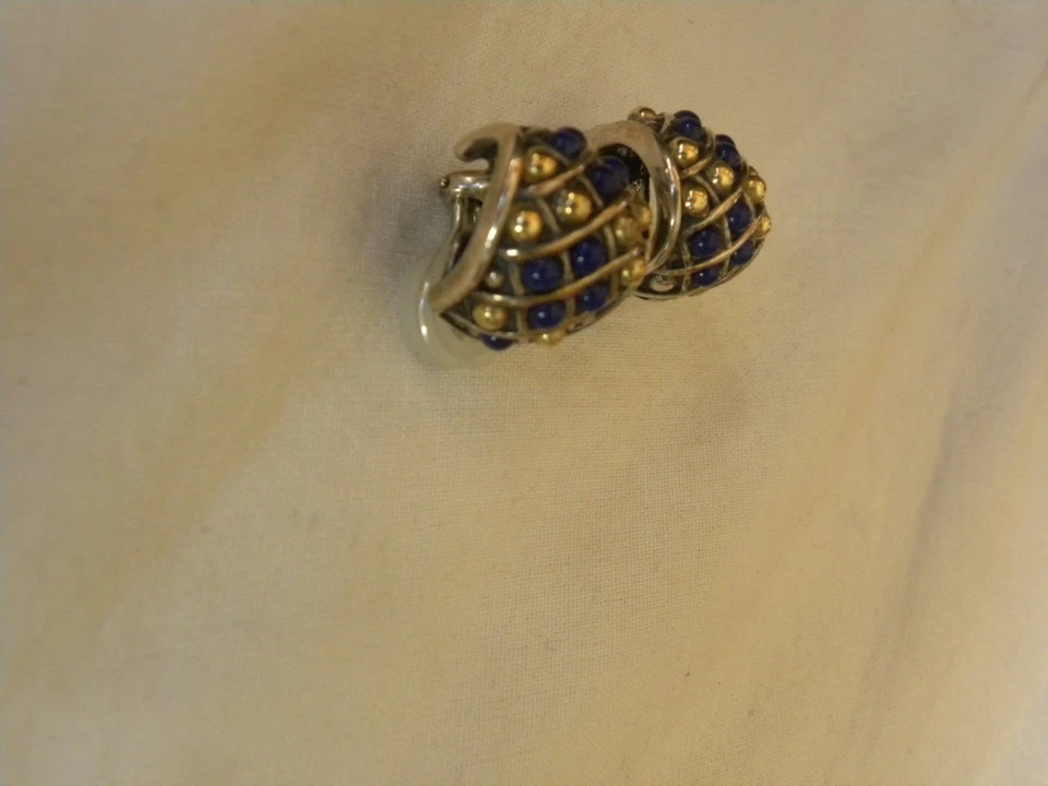 Дизайнерские серьги-клипсы Lagos Caviar Lapis золото 18 карат чистое серебро - Изображение 3 из 4