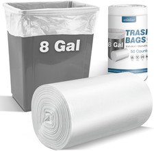 8 Gallon Trash Bags, 50 Count Medium Garbage Bags Trash Can Liners for Bathroom