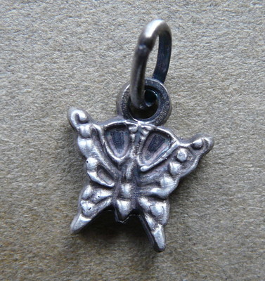 Small 925 Brunished Silver BUTTERFLY Pendant -- BUTTERFLY Sterling Silver  