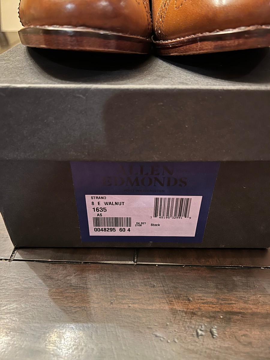 Allen Edmonds Walnut Strand cap-toe oxford dress shoe, 8E, like