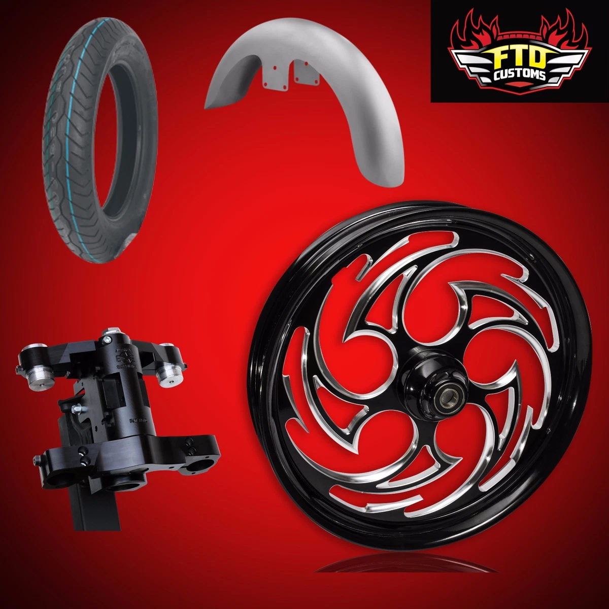 Harley 30 inch Front End Big Wheel kit Wheel Tire Neck Fender